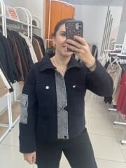 KOT DETAYLI  FERMUARLI  CEKET (SİYAH)