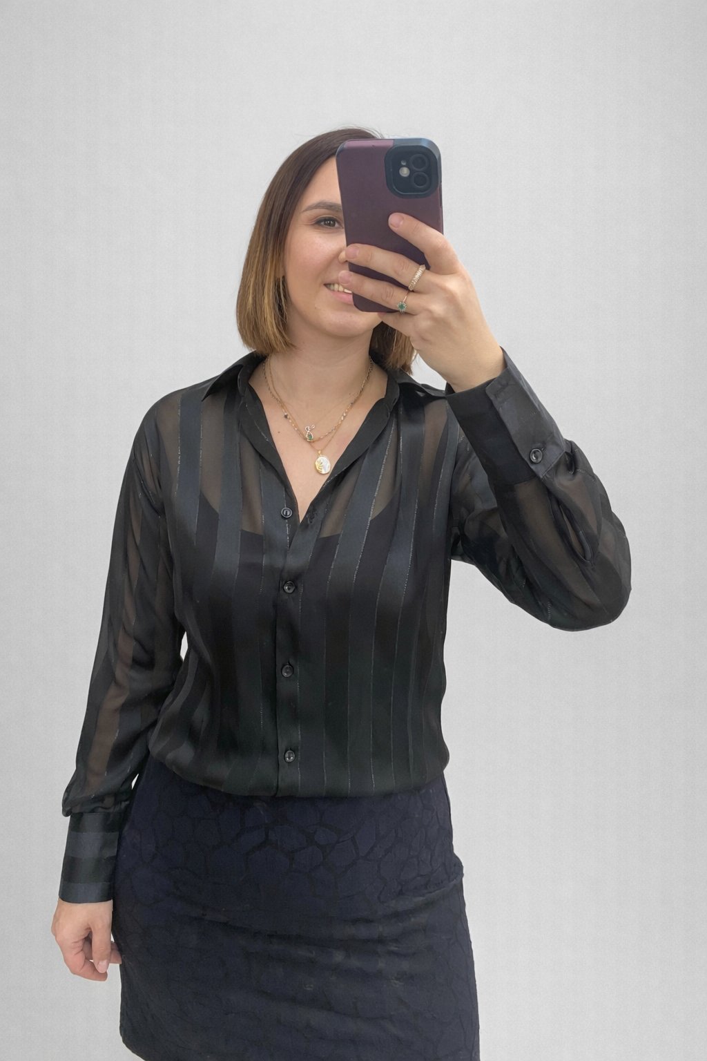 TÜL ŞERİT DETAY GÖMLEK