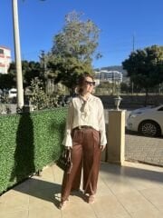 SATEN PALAZZO PANTOLON(KAHVERENGİİ)