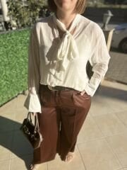 TAŞ DETAYLI ŞİFON BLUZ(KREM)