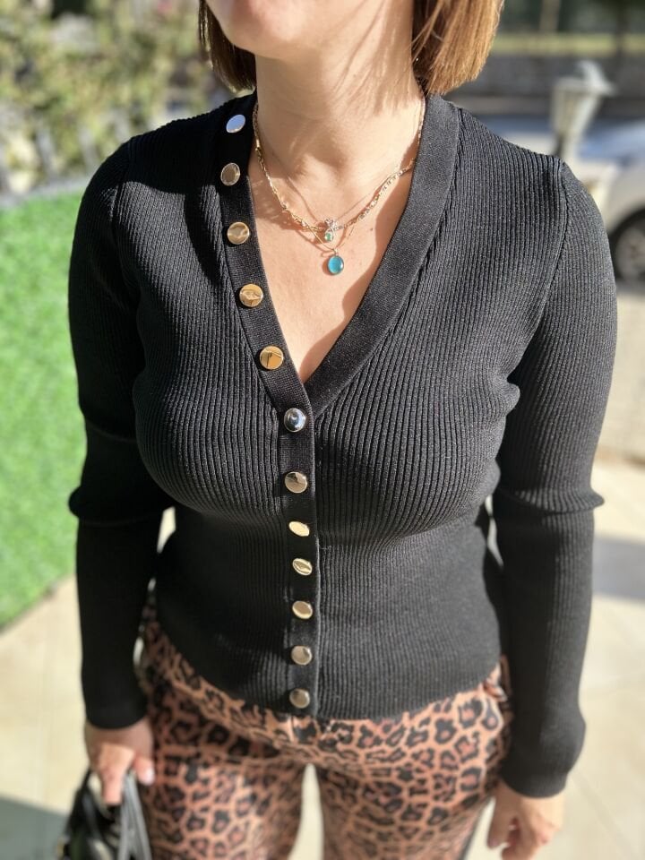 ÇIT ÇIT DETAYLI TRİKO(SİYAH)