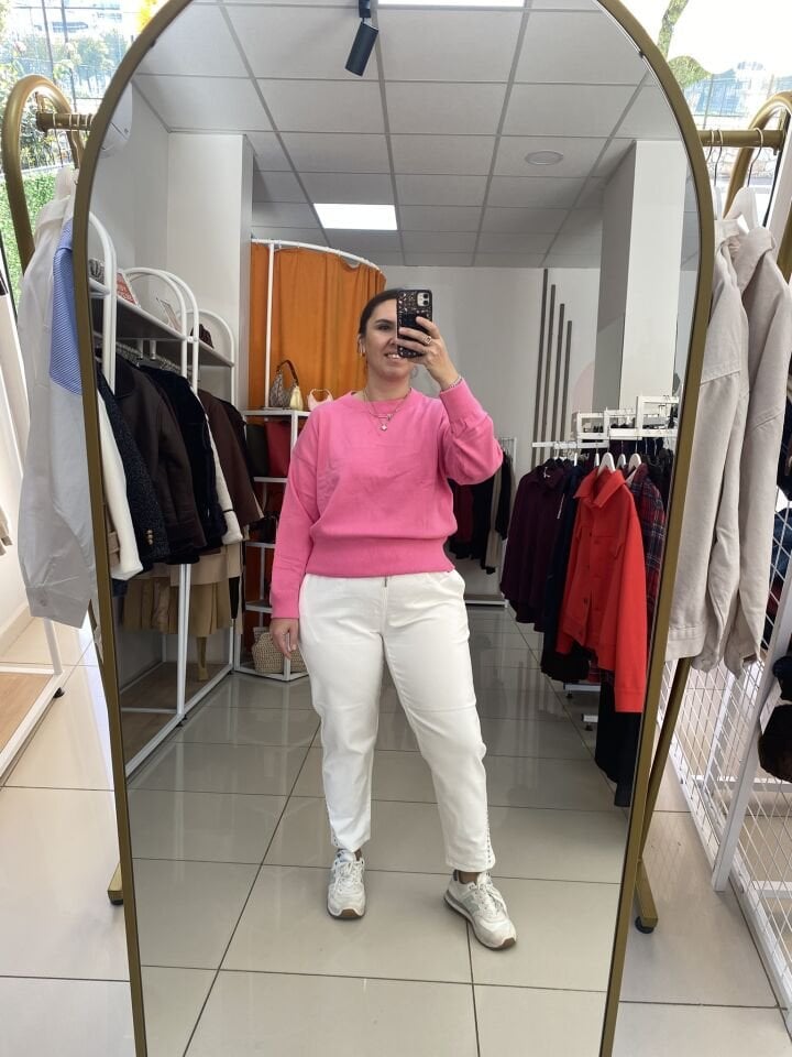 YUVARLAK YAKA KAZAK(PEMBE)