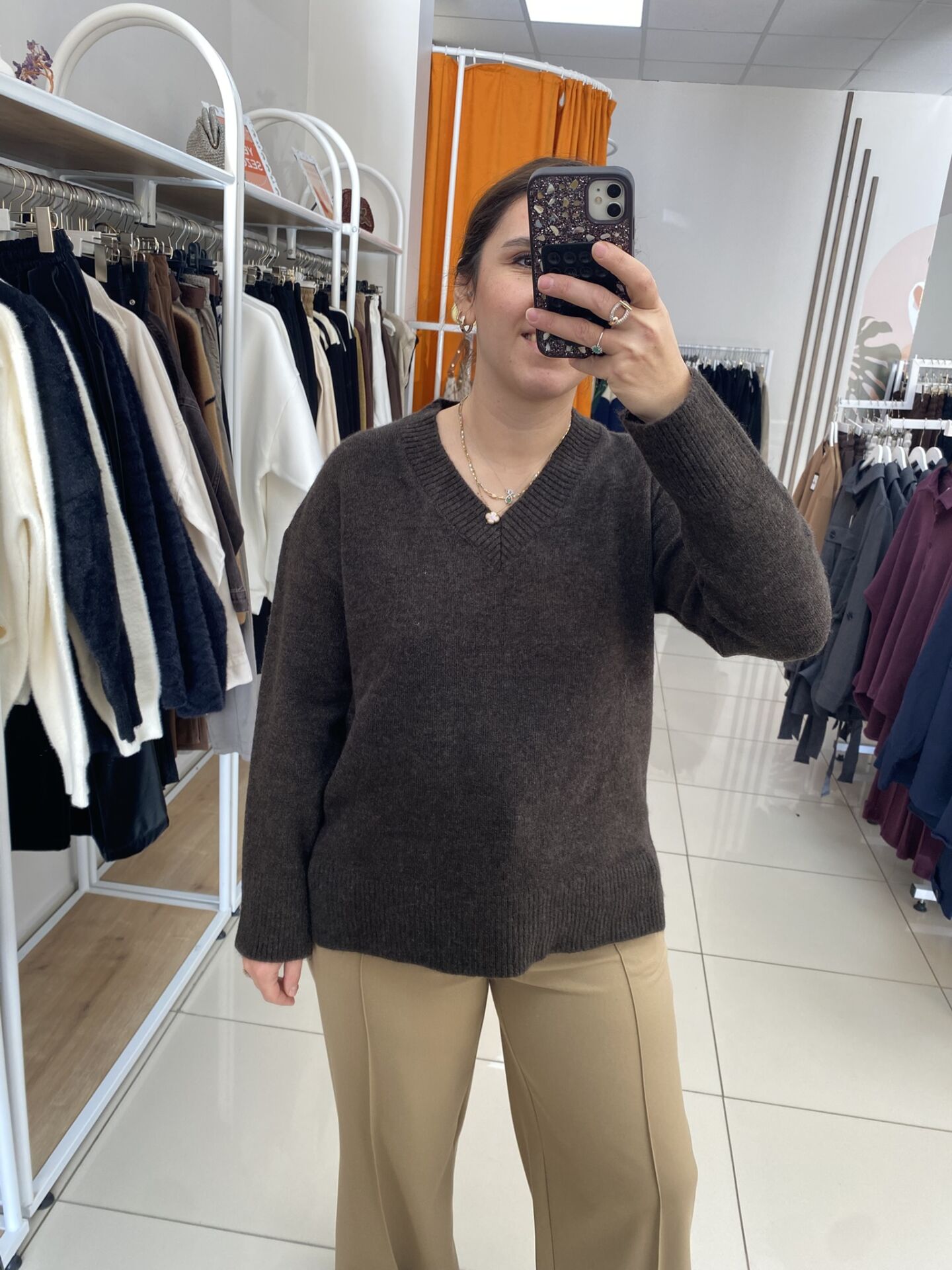 V YAKA KAZAK(KAHVERENGİ)