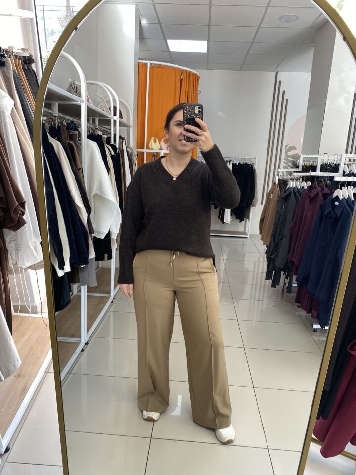 V YAKA KAZAK(KAHVERENGİ)