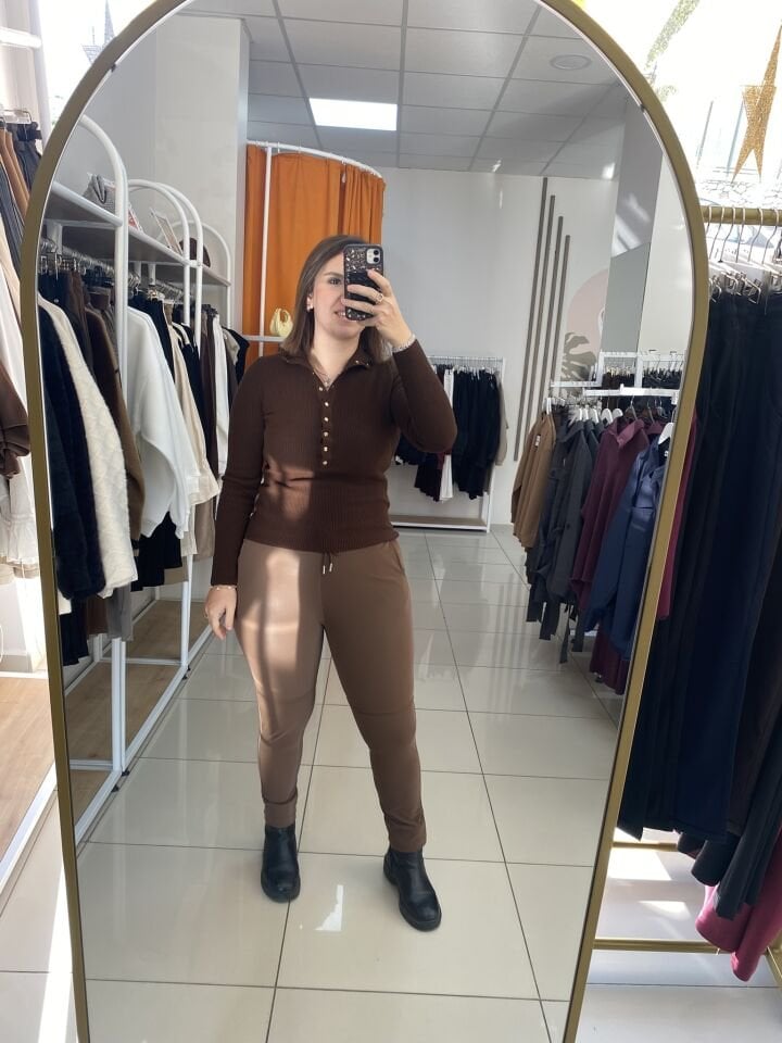 DERİ SÜET KUMAŞ PANTOLON(KAHVERENGİ)