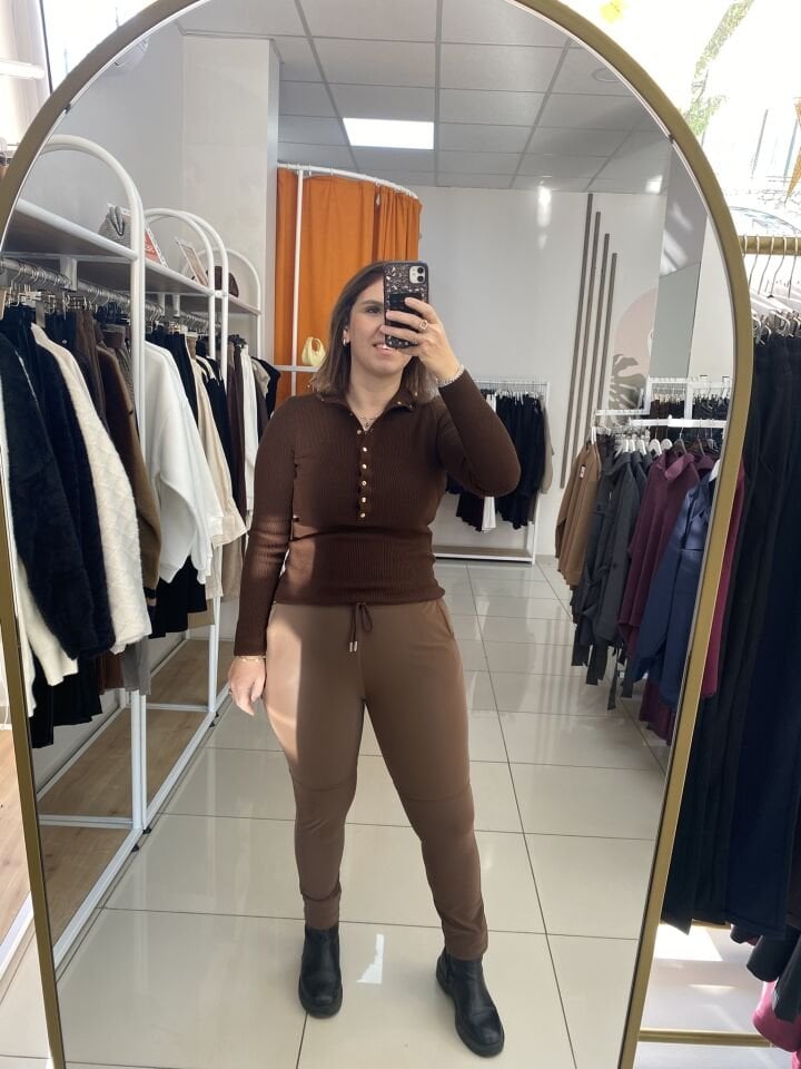 DERİ SÜET KUMAŞ PANTOLON(KAHVERENGİ)