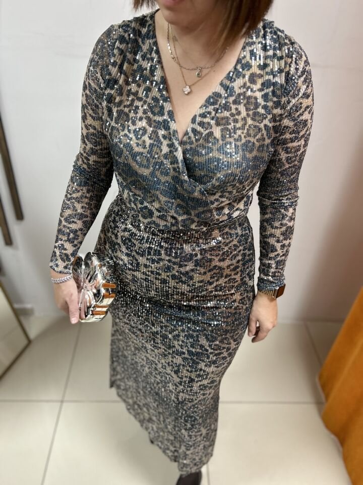 PAYETLİ LEOPAR  BLUZ