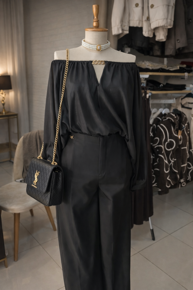 KAYIK YAKA TASARIM BLUZ