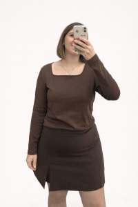 KARE YAKA BODY(KAHVERENGİ)