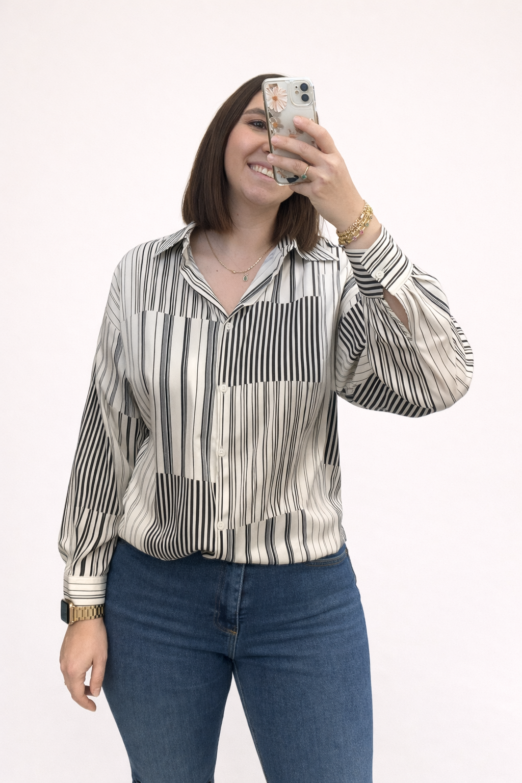 SATEN DESENLİ GÖMLEK(LACİVERT ÇİZGİLİ)