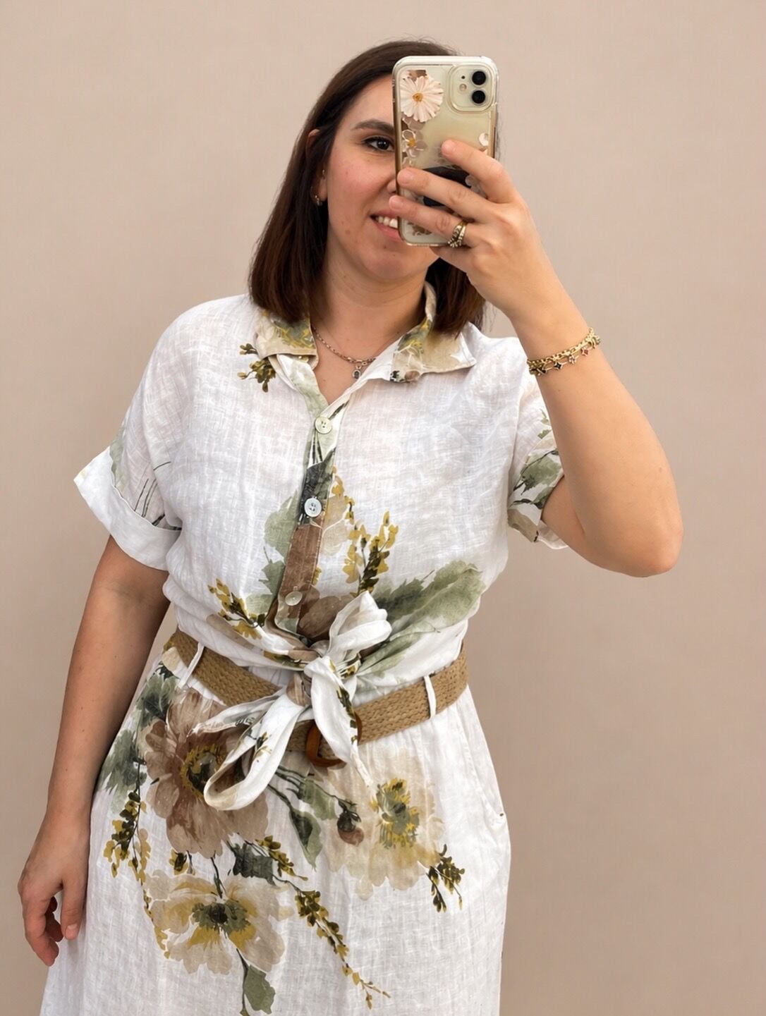 ALT ÜST KETEN KUMAŞ ÇİÇEKLİ TAKIM(BEYAZ)