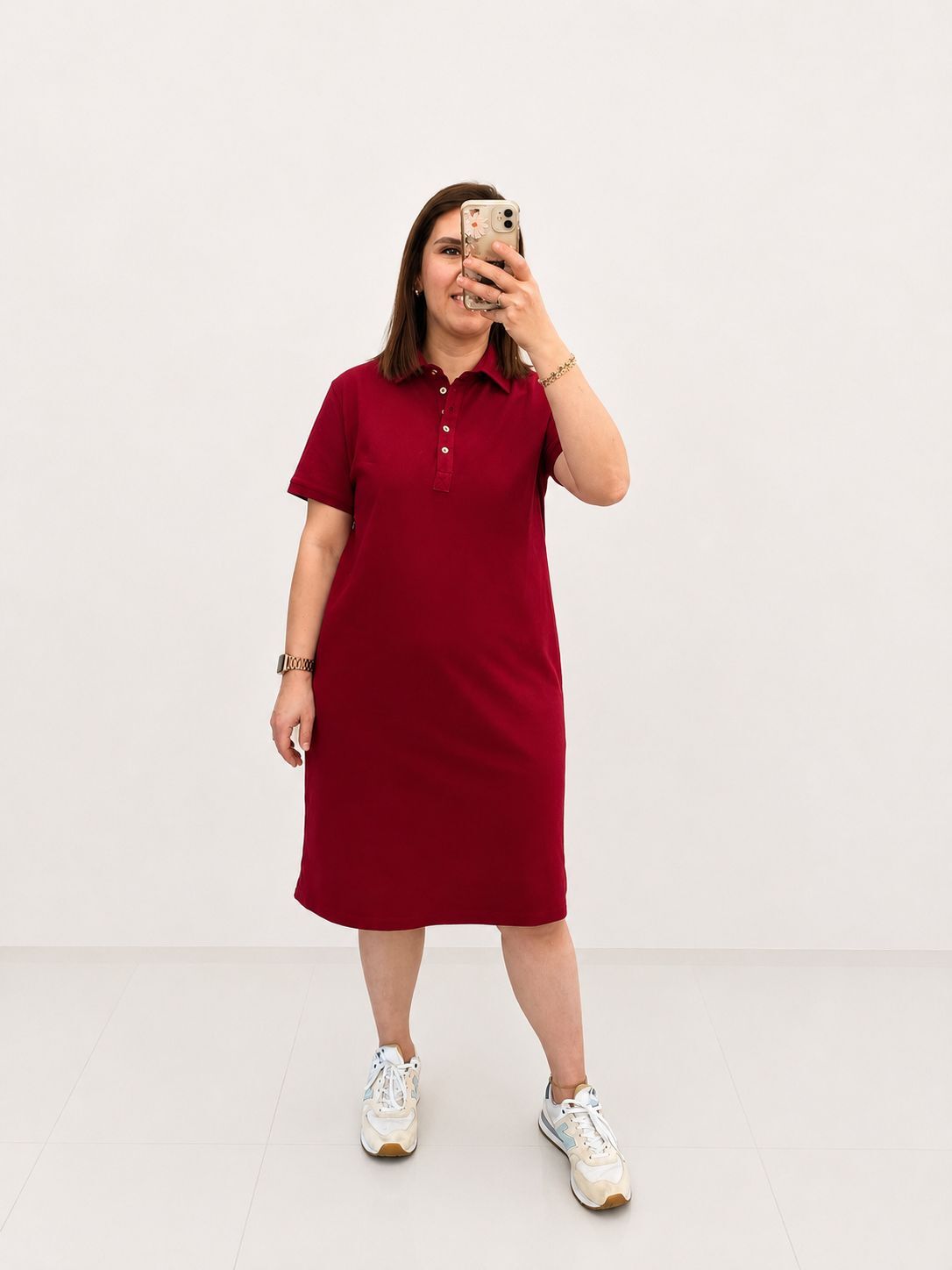 YAKALI ELBİSE(BORDO)